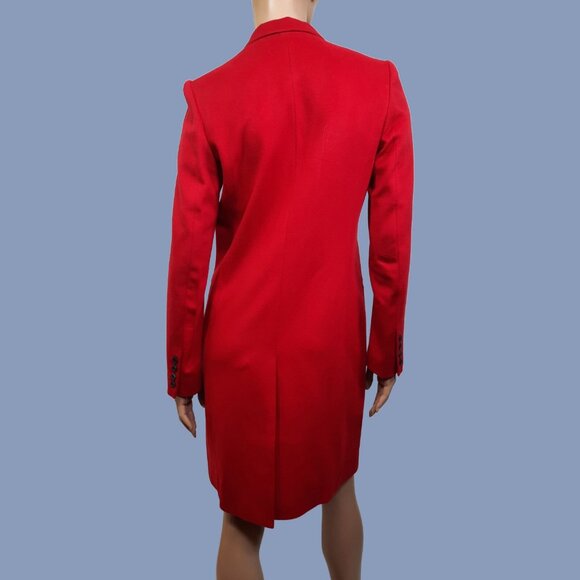 Joseph Red Wool Long Coat single Breasted Size EUR 40 US 8 Knee Length France - Picture 2 of 15